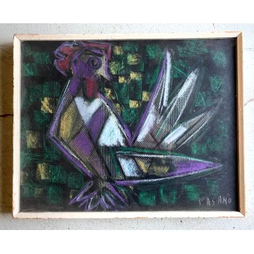 DIPINTO ASTRATTO OLIO CARTONE Fasano Orlando "Gallo" ARTE MODERNA 45x36 cm '900