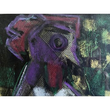 DIPINTO ASTRATTO OLIO CARTONE Fasano Orlando "Gallo" ARTE MODERNA 45x36 cm '900
