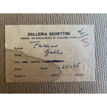 DIPINTO ASTRATTO OLIO CARTONE Fasano Orlando "Gallo" ARTE MODERNA 45x36 cm '900