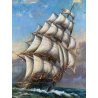 ANTICO QUADRO OLIO TELA PAESAGGIO MARINO NAVE CLIPPER VELIERI ALTO MARE BURRASCA