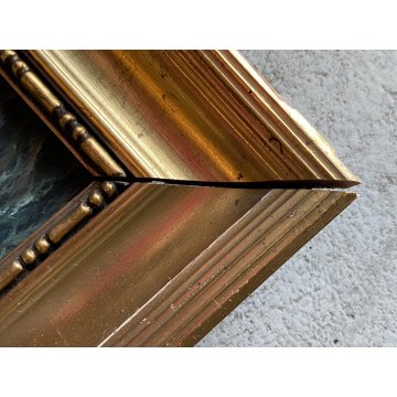 ANTICO QUADRO OLIO TELA PAESAGGIO MARINO NAVE CLIPPER VELIERI ALTO MARE BURRASCA