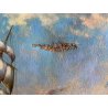 ANTICO QUADRO OLIO TELA PAESAGGIO MARINO NAVE CLIPPER VELIERI ALTO MARE BURRASCA