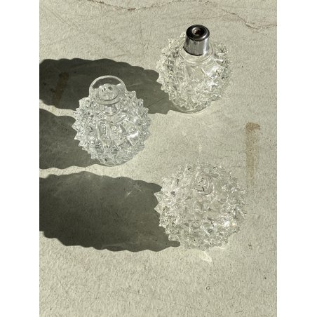 SET 3 Vanity Bottle  Barovier&Toso VETRO MURANO ROSTRATO TRASPARENTE ART DECO'