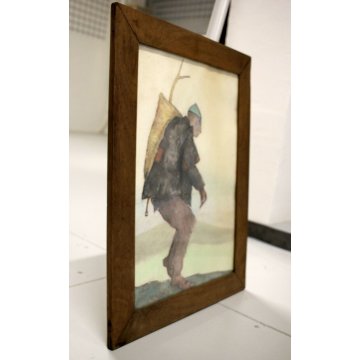 QUADRO DISEGNO ACQUERELLO Marco Pedrali  RITRATTO ASTRATTO WATERCOLOR PAPER 1980