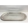 VASSOIO PORTATA RETTANGOLARE STONDATO METALLO ARGENTATO VINTAGE TRAY 66x37,5 cm