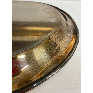 VASSOIO PORTATA RETTANGOLARE STONDATO METALLO ARGENTATO VINTAGE TRAY 66x37,5 cm