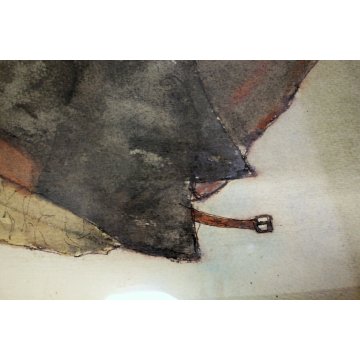 QUADRO DISEGNO ACQUERELLO Marco Pedrali  RITRATTO ASTRATTO WATERCOLOR PAPER 1980