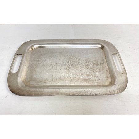 VASSOIO RETTANGOLARE STONDATO METALLO ARGENTATO SMALL SERVING TRAY 22,7x35,7 cm