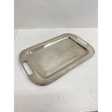 VASSOIO RETTANGOLARE STONDATO METALLO ARGENTATO SMALL SERVING TRAY 22,7x35,7 cm