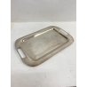 VASSOIO RETTANGOLARE STONDATO METALLO ARGENTATO SMALL SERVING TRAY 22,7x35,7 cm