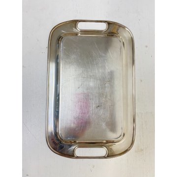 VASSOIO RETTANGOLARE STONDATO METALLO ARGENTATO SMALL SERVING TRAY 22,7x35,7 cm