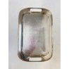 VASSOIO RETTANGOLARE STONDATO METALLO ARGENTATO SMALL SERVING TRAY 22,7x35,7 cm