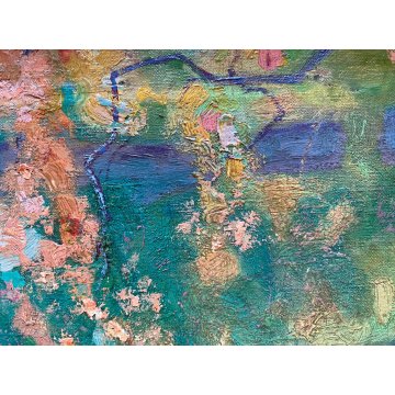 DIPINTO OLIO TAVOLA Jean Roussel VIALE ALBERATO PAESAGGIO IMPRESSIONISTA '900
