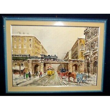GRANDE QUADRO Antonello Zecca SCOMPARSA MILANO CORSO BUENOS AIRES PAESAGGIO LOCO