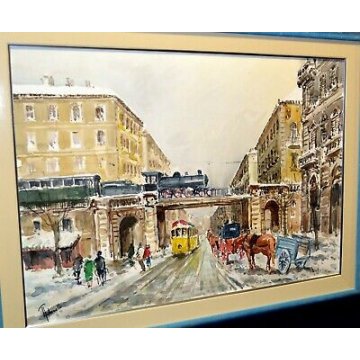 GRANDE QUADRO Antonello Zecca SCOMPARSA MILANO CORSO BUENOS AIRES PAESAGGIO LOCO