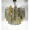 LAMPADARIO VINTAGE VETRO MURANO VENINI TRIEDRI ANNI '60 PRISMA CHANDELIER GLASS