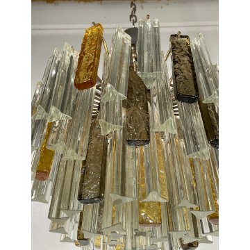LAMPADARIO VINTAGE VETRO MURANO VENINI TRIEDRI ANNI '60 PRISMA CHANDELIER GLASS