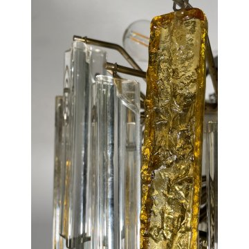 LAMPADARIO VINTAGE VETRO MURANO VENINI TRIEDRI ANNI '60 PRISMA CHANDELIER GLASS