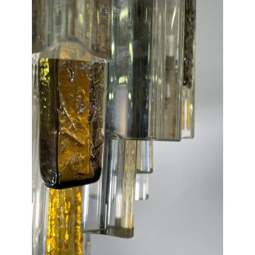 LAMPADARIO VINTAGE VETRO MURANO VENINI TRIEDRI ANNI '60 PRISMA CHANDELIER GLASS