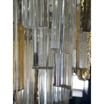 LAMPADARIO VINTAGE VETRO MURANO VENINI TRIEDRI ANNI '60 PRISMA CHANDELIER GLASS