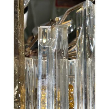 LAMPADARIO VINTAGE VETRO MURANO VENINI TRIEDRI ANNI '60 PRISMA CHANDELIER GLASS