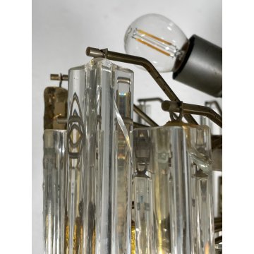 LAMPADARIO VINTAGE VETRO MURANO VENINI TRIEDRI ANNI '60 PRISMA CHANDELIER GLASS