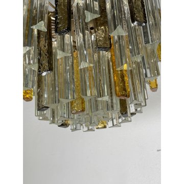 LAMPADARIO VINTAGE VETRO MURANO VENINI TRIEDRI ANNI '60 PRISMA CHANDELIER GLASS