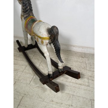 ANTICO RARO CAVALLO A DONDOLO DIDATTICO SMONTABILE ANNI 30 GIOCO LEGNO HORSE
