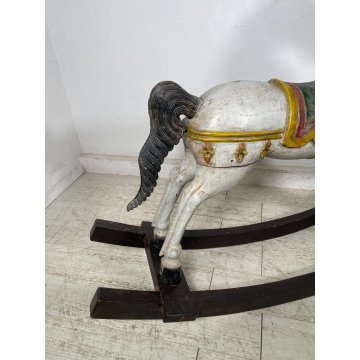 ANTICO RARO CAVALLO A DONDOLO DIDATTICO SMONTABILE ANNI 30 GIOCO LEGNO HORSE