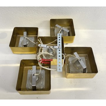 LAMPADARIO SOFFITTO ANNI 70 DESIGN VETRO HANGING LAMP GLASS VINTAGE 5 LUCI EPOCA