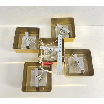 LAMPADARIO SOFFITTO ANNI 70 DESIGN VETRO HANGING LAMP GLASS VINTAGE 5 LUCI EPOCA