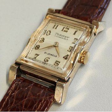 Tornay ANTICO OROLOGIO POLSO deco DORATO anni 40 meccanico OLD WRIST WATCH epoca