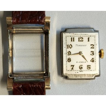 Tornay ANTICO OROLOGIO POLSO deco DORATO anni 40 meccanico OLD WRIST WATCH epoca