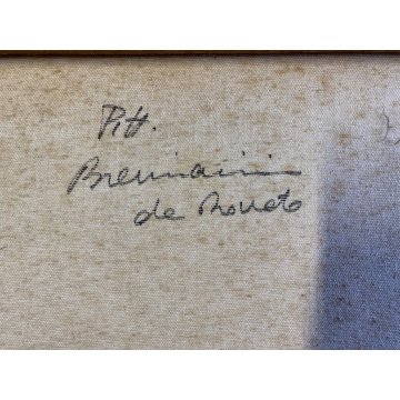 DIPINTO OLIO TELA Brescianini da Rovato PAESAGGIO MARINO BARCHE GOLFO '900