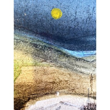 DIPINTO OLIO TELA Brescianini da Rovato PAESAGGIO MARINO BARCHE GOLFO '900