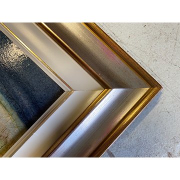DIPINTO OLIO TELA Brescianini da Rovato PAESAGGIO MARINO BARCHE GOLFO '900