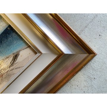 DIPINTO OLIO TELA Brescianini da Rovato PAESAGGIO MARINO BARCHE GOLFO '900