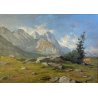 GRANDE QUADRO OLIO Gigi Comolli "Al Tonale" PAESAGGIO MONTANO VALICO ALPINO '51