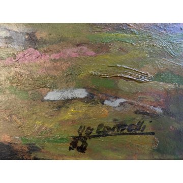GRANDE QUADRO OLIO Gigi Comolli "Al Tonale" PAESAGGIO MONTANO VALICO ALPINO '51