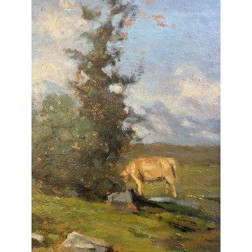 GRANDE QUADRO OLIO Gigi Comolli "Al Tonale" PAESAGGIO MONTANO VALICO ALPINO '51