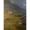 GRANDE QUADRO OLIO Gigi Comolli "Al Tonale" PAESAGGIO MONTANO VALICO ALPINO '51