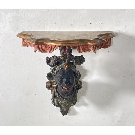 ANTICA PICCOLA MENSOLA VENEZIANA da PARETE LEGNO SCOLPITO FINE 1800 CONSOLLE