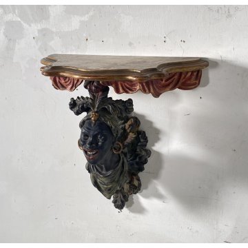 ANTICA PICCOLA MENSOLA VENEZIANA da PARETE LEGNO SCOLPITO FINE 1800 CONSOLLE