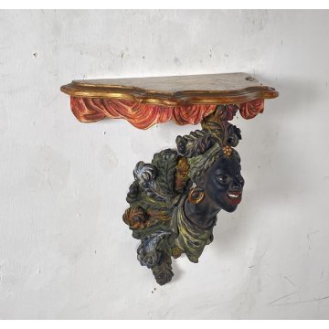 ANTICA PICCOLA MENSOLA VENEZIANA da PARETE LEGNO SCOLPITO FINE 1800 CONSOLLE