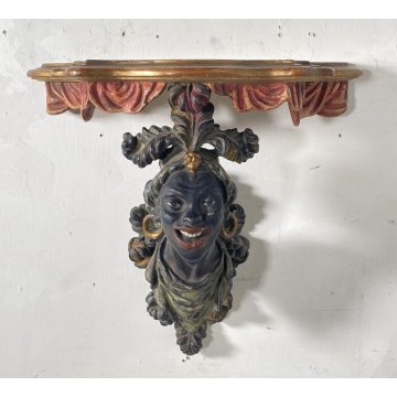 ANTICA PICCOLA MENSOLA VENEZIANA da PARETE LEGNO SCOLPITO FINE 1800 CONSOLLE