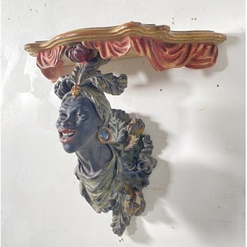 ANTICA PICCOLA MENSOLA VENEZIANA da PARETE LEGNO SCOLPITO FINE 1800 CONSOLLE
