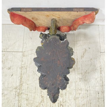 ANTICA PICCOLA MENSOLA VENEZIANA da PARETE LEGNO SCOLPITO FINE 1800 CONSOLLE