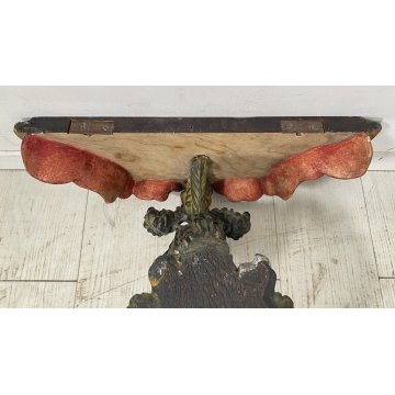 ANTICA PICCOLA MENSOLA VENEZIANA da PARETE LEGNO SCOLPITO FINE 1800 CONSOLLE