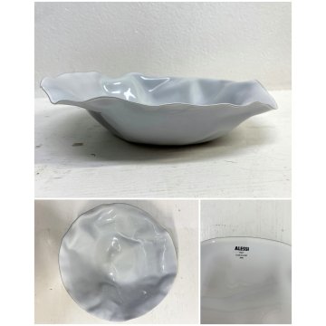CESTINO FRUTTA ACCIAIO Lluis Clotet ALESSI FORMA ACCARTOCCIATA ø27cm BIANCO 2001