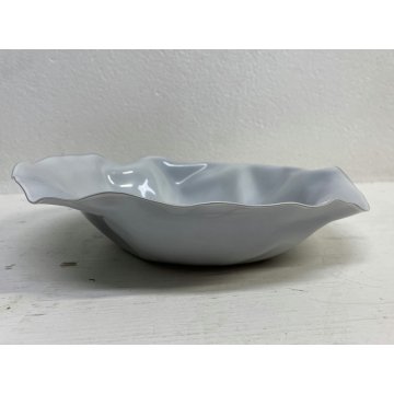CESTINO FRUTTA ACCIAIO Lluis Clotet ALESSI FORMA ACCARTOCCIATA ø27cm BIANCO 2001